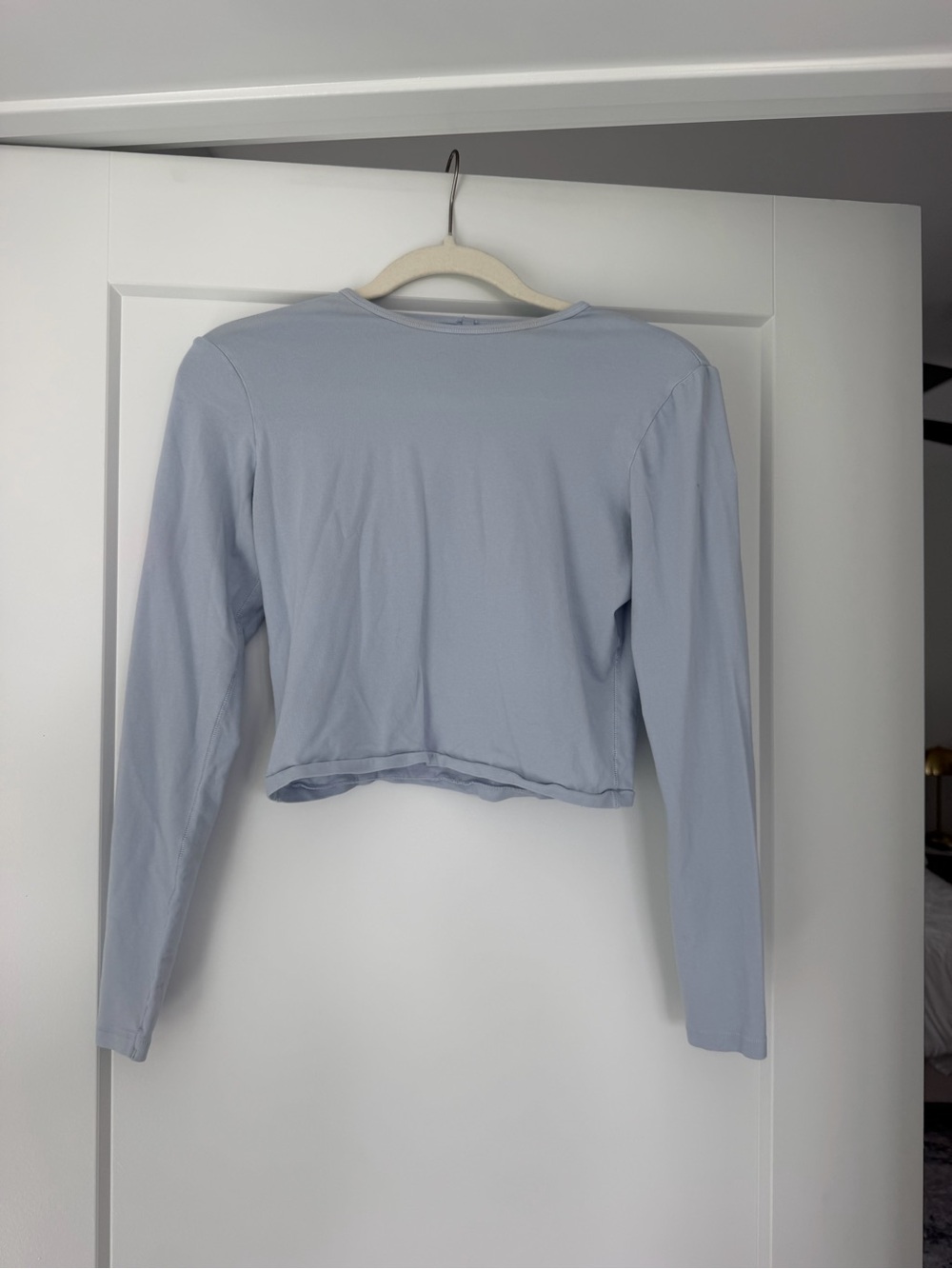 SKIMS Pale Blue Cropped Long-Sleeve Tee